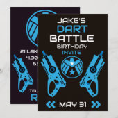 Uitnodiging verjaardagsfeestje jongens Dart Wars (Voorkant / Achterkant)