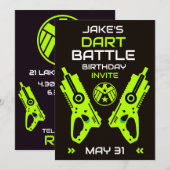 Uitnodiging verjaardagsfeestje jongens Dart Wars (Voorkant / Achterkant)