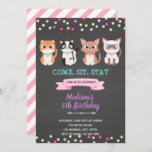 Uitnodiging verjaardagsfeestje kat poes huisdier (Voorkant / Achterkant)