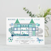 Uitnodiging verjaardagsfeestje kinderen blauw soft (Staand voorkant)