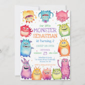Uitnodiging verjaardagsfeestje kleine monster (Voorkant)