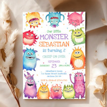 Uitnodiging verjaardagsfeestje kleine monster