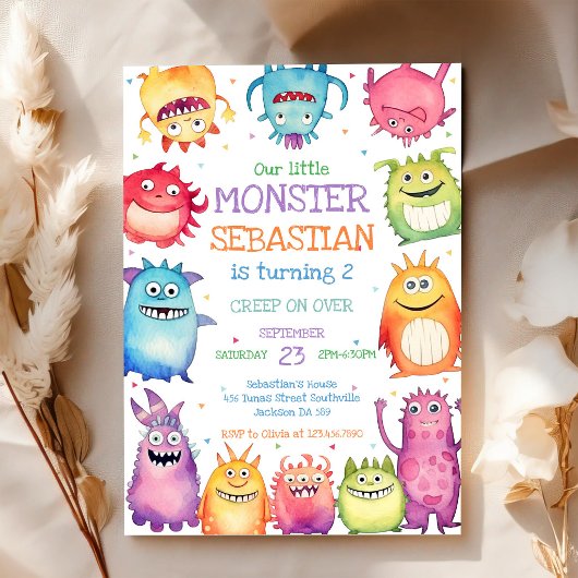 Uitnodiging verjaardagsfeestje kleine monster