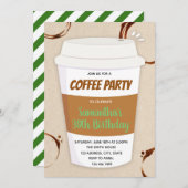 Uitnodiging verjaardagsfeestje koffie (Voorkant / Achterkant)