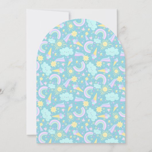 Uitnodiging verjaardagsfeestje met eenhoorn. (Achterkant)