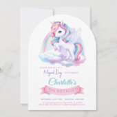 Uitnodiging verjaardagsfeestje met eenhoorn. (Voorkant)