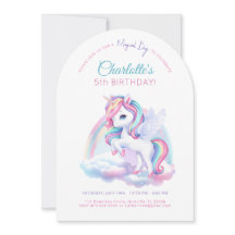 Uitnodiging verjaardagsfeestje met eenhoorn.