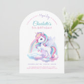 Uitnodiging verjaardagsfeestje met eenhoorn. (Staand voorkant)