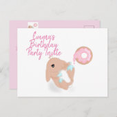 Uitnodiging verjaardagsfeestje met konijn cartoon (Voorkant / Achterkant)