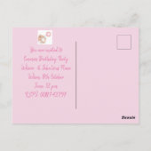 Uitnodiging verjaardagsfeestje met konijn cartoon (Achterkant)