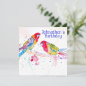 Uitnodiging verjaardagsfeestje Red Rosella Papegaa (Staand voorkant)