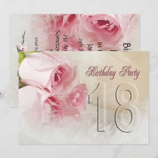 Uitnodiging verjaardagsfeestje voor 18 jaar (Voorkant / Achterkant)