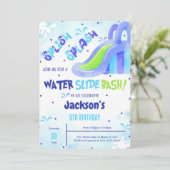 Uitnodiging Verjaardagsfeestje Water Glijbaan (Staand voorkant)