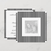 Uitnodiging Verjaardagsstreep Zwart Wit Foto (Voorkant / Achterkant)