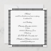 Uitnodiging Verjaardagsstreep Zwart Wit Foto (Achterkant)