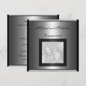 Uitnodiging Verloofd Glamour Fotolijst Zilver (Voorkant / Achterkant)