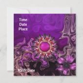 Uitnodiging Verloofde Trouw Paarse Bloem (Achterkant)