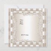 Uitnodiging Verloving Cream Art Deco Floral (Achterkant)