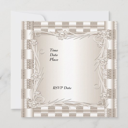 Uitnodiging Verloving Cream Art Deco Floral (Achterkant)