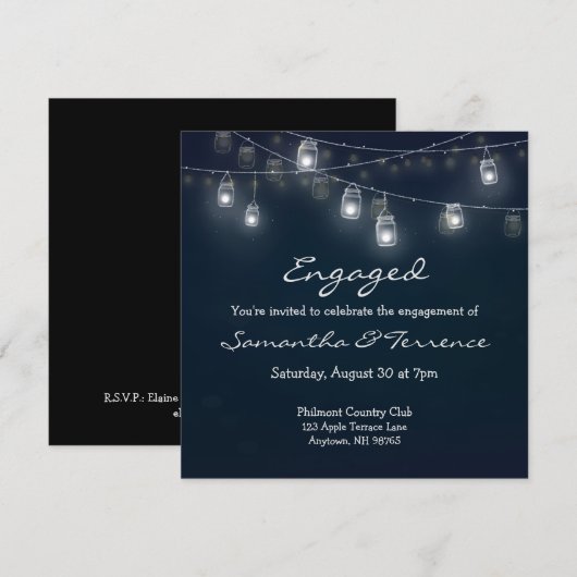 Uitnodiging Verloving Party Firefly Lichten Metsel (Voorkant / Achterkant)