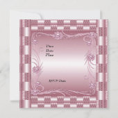 Uitnodiging Verloving Roze Kunst Deco Floral (Achterkant)