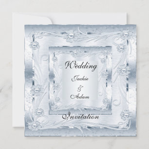 Uitnodiging Verloving Silver Blue Art Deco