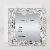 Uitnodiging Verloving Silver Floral Lijst (Achterkant)