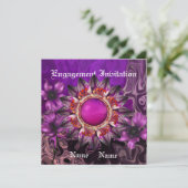 Uitnodiging Verloving Weddenschap Paarse Vloer (Staand voorkant)