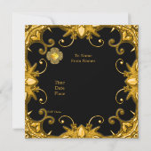 Uitnodiging Verloving Zizzago Black Gold Antiek 2 (Achterkant)