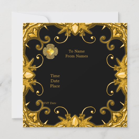 Uitnodiging Verloving Zizzago Black Gold Antiek 2 (Achterkant)