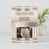 Uitnodiging verlovingsfeest Crème Art Deco (Staand voorkant)