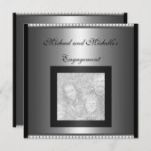 Uitnodiging Verlovingsfeest Glamour Fotolijst Zilv (Voorkant / Achterkant)