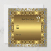 uitnodiging Verlovingsfeest goud zilver wit antiek (Achterkant)