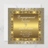 uitnodiging Verlovingsfeest goud zilver wit antiek (Voorkant)