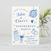 Uitnodiging Verlovingsfeest Sjabloon, Aangepaste C (Staand voorkant)