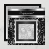 Uitnodiging Verlovingsglamour Abstract Zwart Foto (Voorkant / Achterkant)