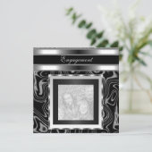 Uitnodiging Verlovingsglamour Abstract Zwart Foto (Staand voorkant)