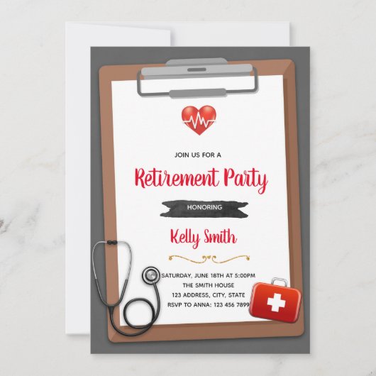 Uitnodiging verpleegkundige pensioenfeest (Voorkant)