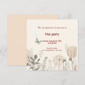 Uitnodiging versierd met wilde plantenillustraties (Voorkant / Achterkant)