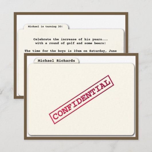 Uitnodiging Vertrouwelijke map voor verrassingen (Voorkant / Achterkant)