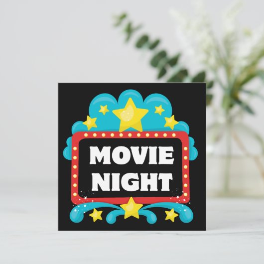 Uitnodiging via Movie Night Theme Party (Staand voorkant)