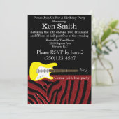 Uitnodiging via Tastful Electric Guitar Birthday (Staand voorkant)