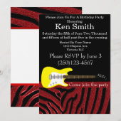 Uitnodiging via Tastful Electric Guitar Birthday (Voorkant / Achterkant)