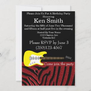 Uitnodiging via Tastful Electric Guitar Birthday