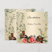 Uitnodiging Victoriaans Rozen van Florence (Voorkant / Achterkant)