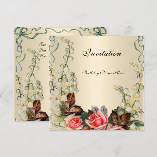 Uitnodiging Victoriaans Rozen van Florence (Voorkant / Achterkant)