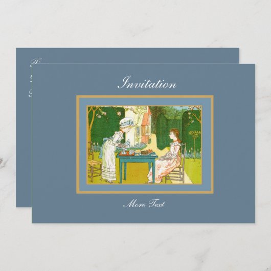 Uitnodiging Victoriaans Tea Partij (Voorkant / Achterkant)