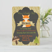 Uitnodiging vierde verjaardag van Cute Fox Woodlan (Staand voorkant)