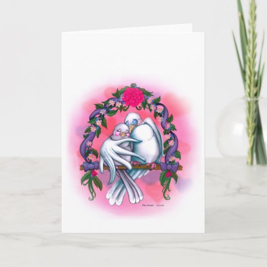 Uitnodiging/Viering van het Huwelijk van de Duiven Kaart (Voorkant)