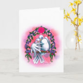 Uitnodiging/Viering van het Huwelijk van de Duiven Kaart (Gele Bloem)